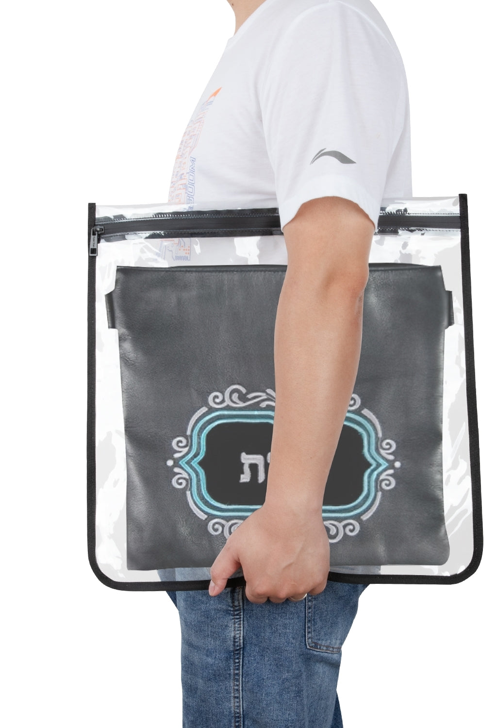 SUPER STAM Tallit tallis and Tefillin PVC High Quality waterproof protection For Tallit and Tefillin bag Black Round fabric AND round corners