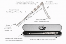 Load image into Gallery viewer, Torah Book Pointer Yad Hand Pointer ..Silver Finish Great bar bat Mitzvah Gift with a 20cm Bead Charm in Metal Gift Box