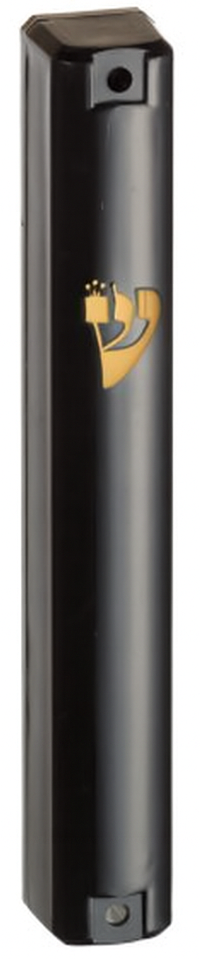 MEZUZAH CASE Holder (shidell) בית מזוזה Plastic Rectangle Shape Silver shin Waterproof Rubber Cork lot of 5 (Matte Black GOLD SHIN)