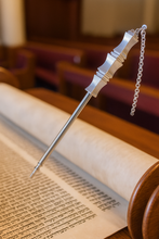 Load image into Gallery viewer, Torah Book Pointer Yad Hand Pointer ..Silver Finish Great bar bat Mitzvah Gift with a 20cm Bead Charm in Metal Gift Box