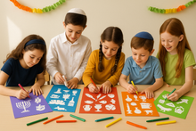 Load image into Gallery viewer, Chanukah Plastic Stencil Set for Children Drawing Painting Pretty ALEF Bet Letters Jewish Holidays Pictures and All Year Round (8 x 10 in) (Chanukah) 25 Pack