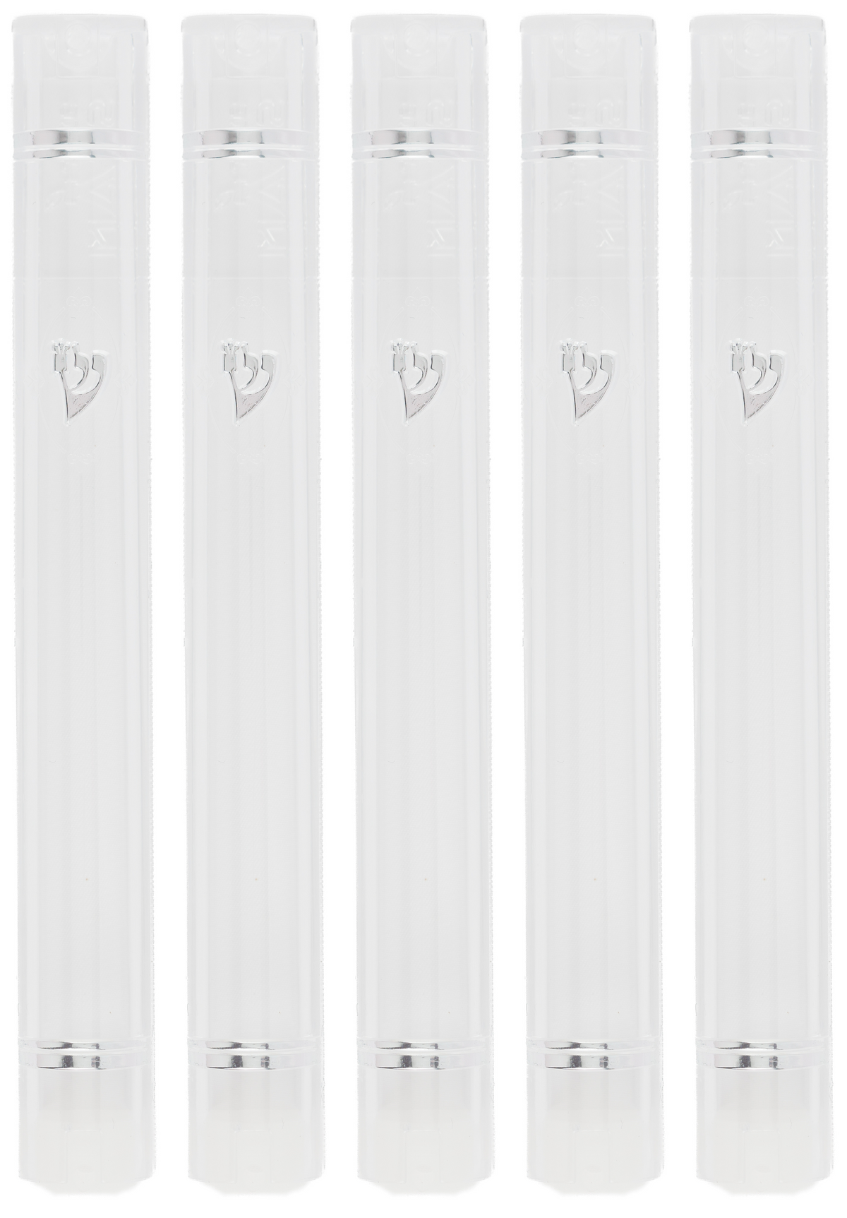 PLASTIC MEZUZAH CASE White Silver shin Semiround with little design self Stick Waterproof Rubber Cork