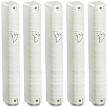 Load image into Gallery viewer, MEZUZAH CASE Plastic Rectangle Shape Silver shin Waterproof Rubber Cork lot of 5 (White and Brushed Silver  Sold in unit of 5 pcs