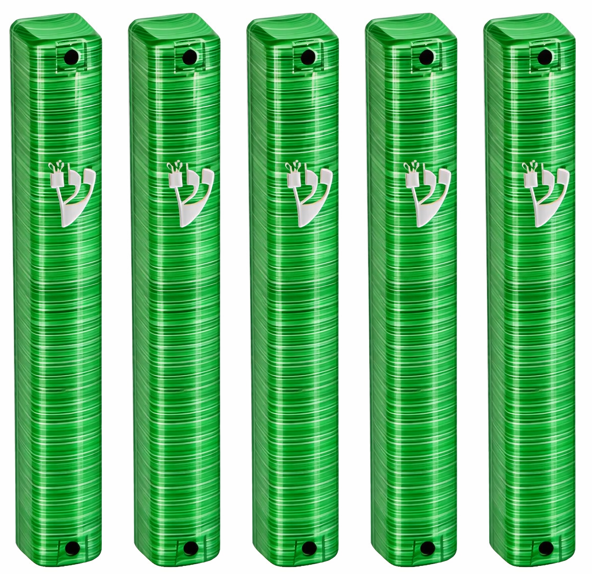 MEZUZAH CASE Plastic Rectangle Shape Silver shin Waterproof Rubber Cork lot of 5 (Green and Brushed Silver Sold in unit of 5 pcs