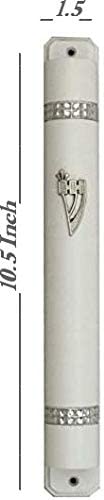 Wooden Mezuzah Case Holder White Color Water Proof with Back with Chain Design