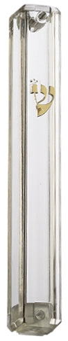 PLASTIC MEZUZAH CASE Rectangle Shape CLEAR GOLD shin waterproof Sold in unit of 5 pcs