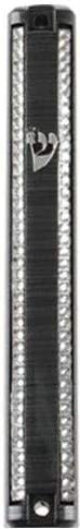 Plastic MEZUZAH CASE Black And Silver lines with Stones Silver shin Waterproof Rubber Cork