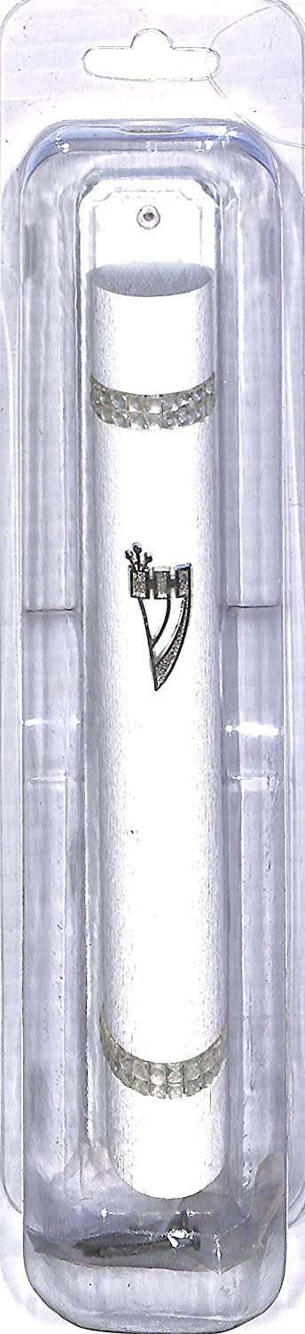 Wooden Mezuzah Case Holder White Color Water Proof with Back with Chain Design