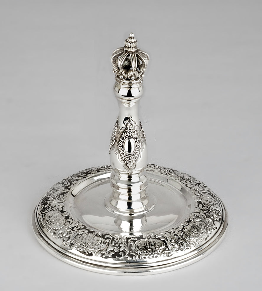 Sterling Silver Etz Chaim Torah Rollers Set Top And Bottom # 41-61
