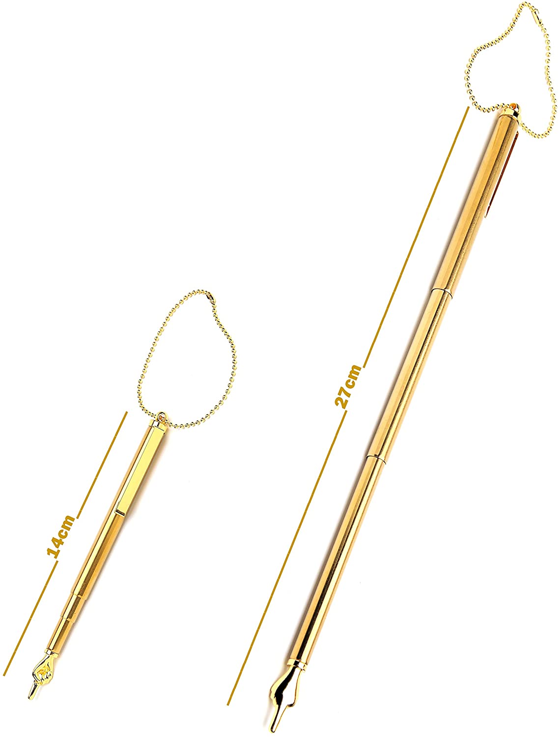 Torah Book Scalable Extendable Hand Pointer with Pocket Clip 14 cm Scalable to 27 cm Plus Steel Bead Chain Great Bar Bat Mitzvah Gift