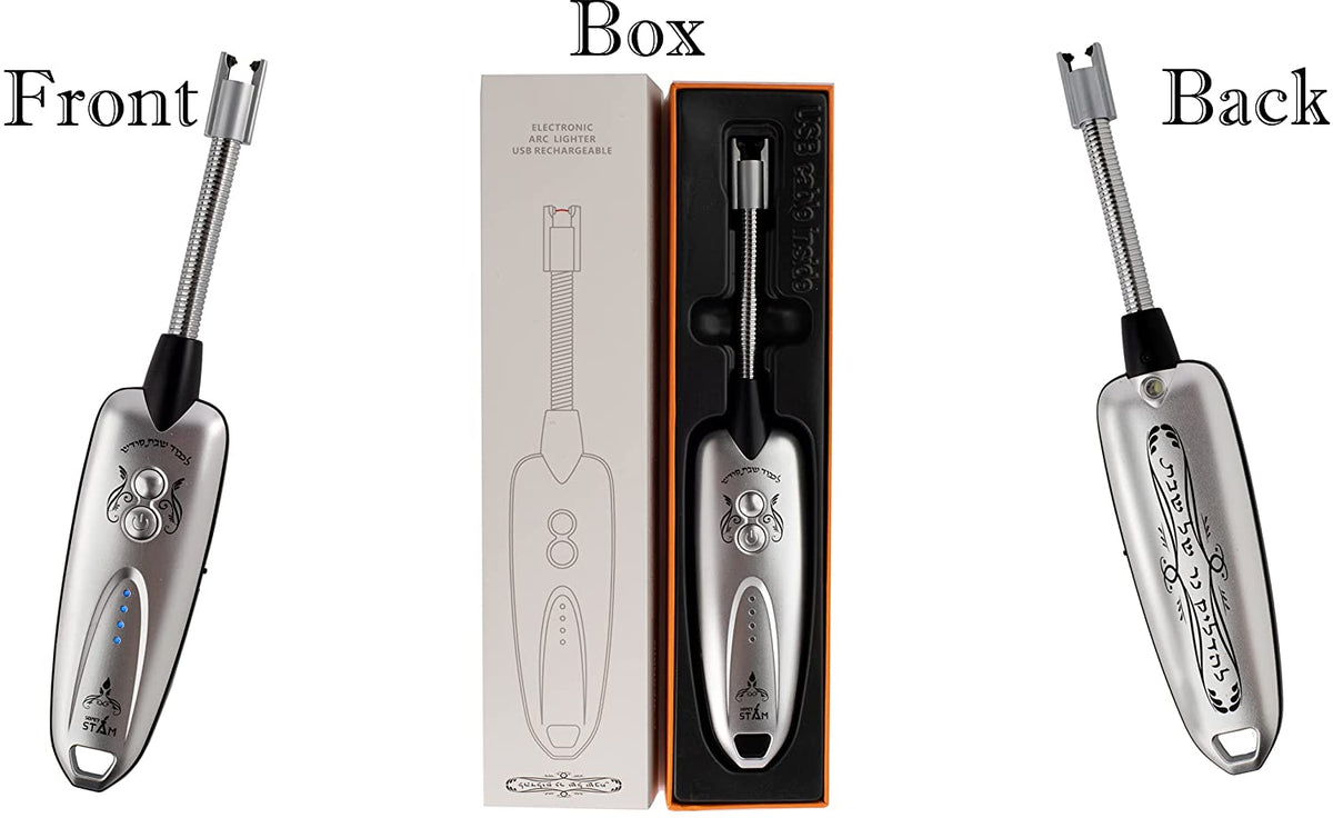 Shabbat Candles Lighter with Long Flexible Neck with LED Battery Display Safety Switch Flashlight And Magnet USB Rechargeable great Shabbat gift