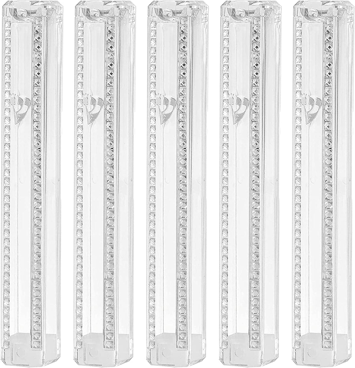 Plastic MEZUZAH CASE CLEAR with Stones Silver shin Waterproof Rubber Cork