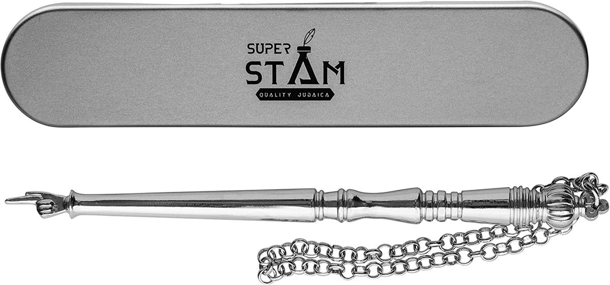 Torah/Book Pointer Yad Hand Pointer Silver Finish Great bar bat Mitzvah Gift with a 20cm Bead Charm in Gift Box
