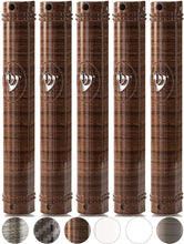 Load image into Gallery viewer, Plastic MEZUZAH CASE  Semiround Brown Wood Color, silver shin Waterproof Rubber Cork  Sold in unit of 5 pcs.