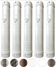 Load image into Gallery viewer, PLASTIC MEZUZAH CASE White and Silver Lines  Semiround silver shin self Stick Waterproof Rubber Cork Sold in unit of 5 pcs