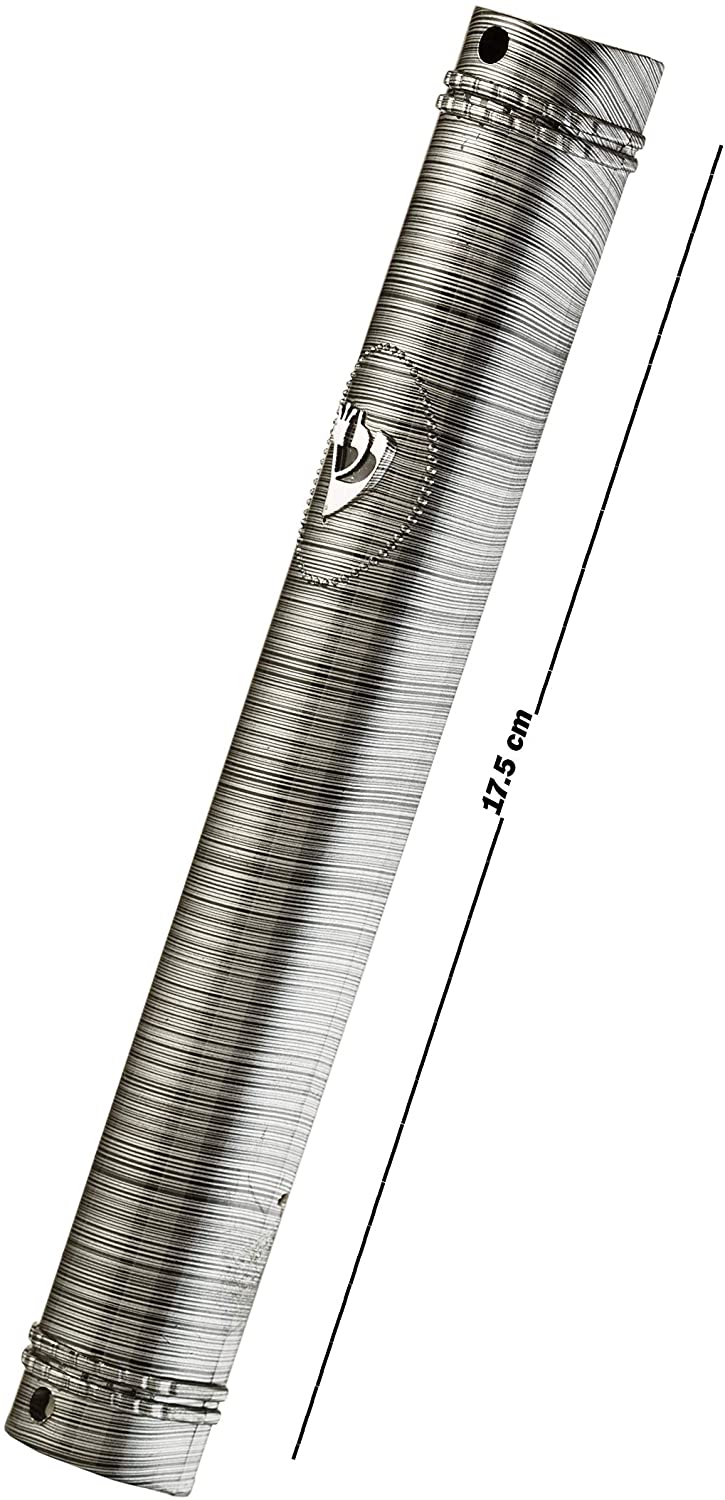 PLASTIC MEZUZAH CASE Black and Silver Lines Semiround silver shin self Stick Waterproof Rubber Cork Sold in unit of 5 pcs