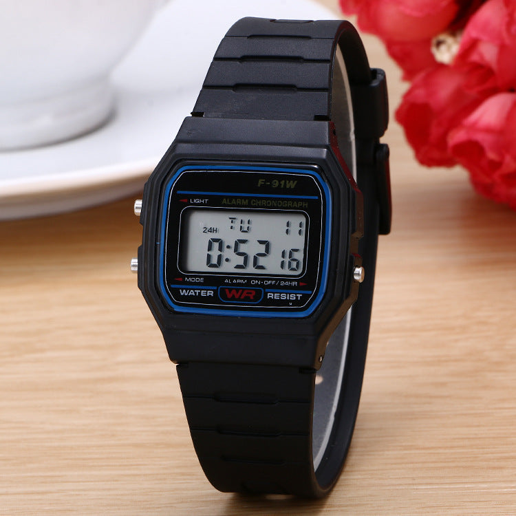 Digital Sports Watch for Men Women – Classic Rectangle Case Wristwatch with Alarm, Chronograph Stopwatch, Night Light, Waterproof Resin Band, Quartz Movement – Casual Everyday Wear