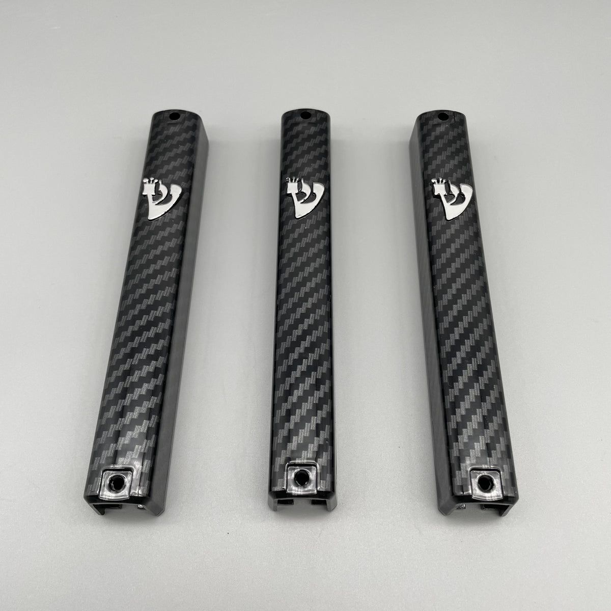 PLASTIC MEZUZAH CASE Rectangle Shape Carbon Fiber (Black - Silver) Silver shin sizes optional Waterproof
