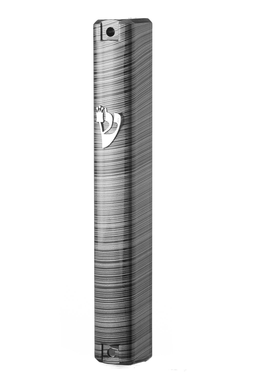 Plastic MEZUZAH CASE Rectangle Shape Black and Silver Lines Silver shin .Waterproof