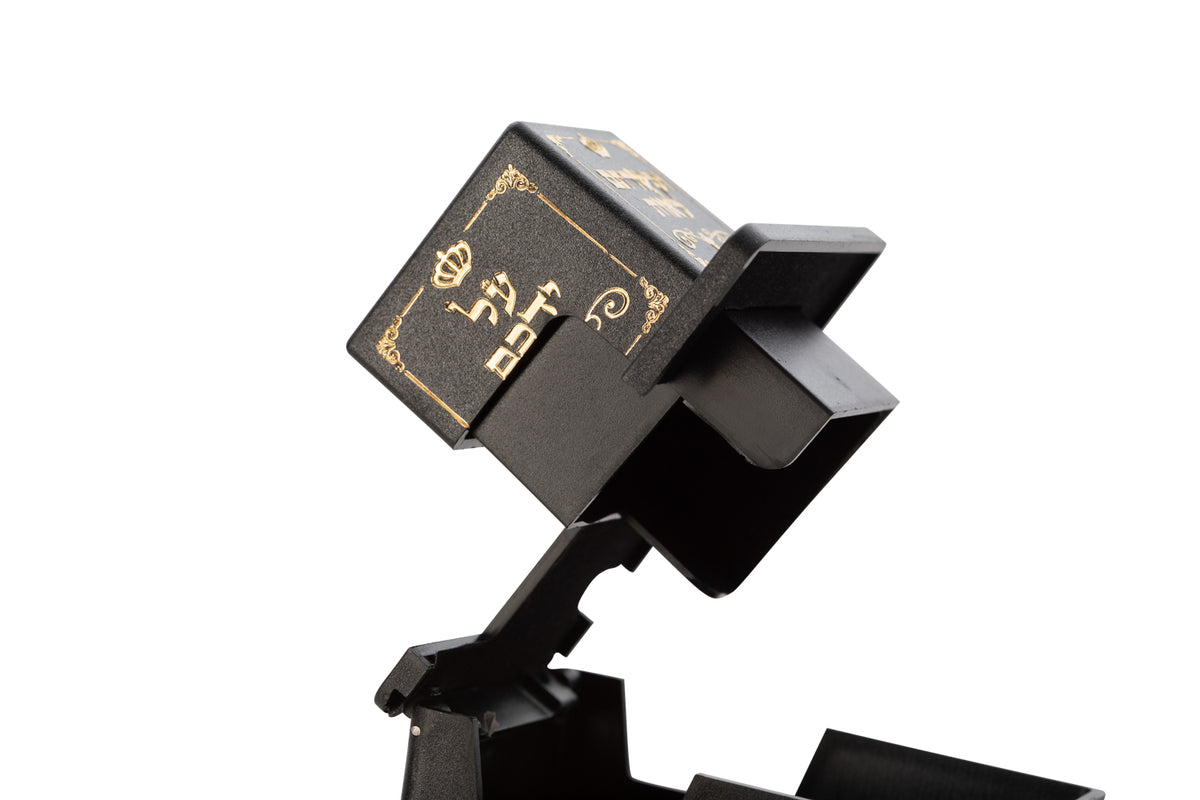 SUPER STAM Plastic Tefillin Boxes Case BLACK AND SILVER FOR רש''י RASHI with SILVER Metal Plate on top set of 2 shel rosh and Shel Yad For Righty being sold in unit of 12 sets