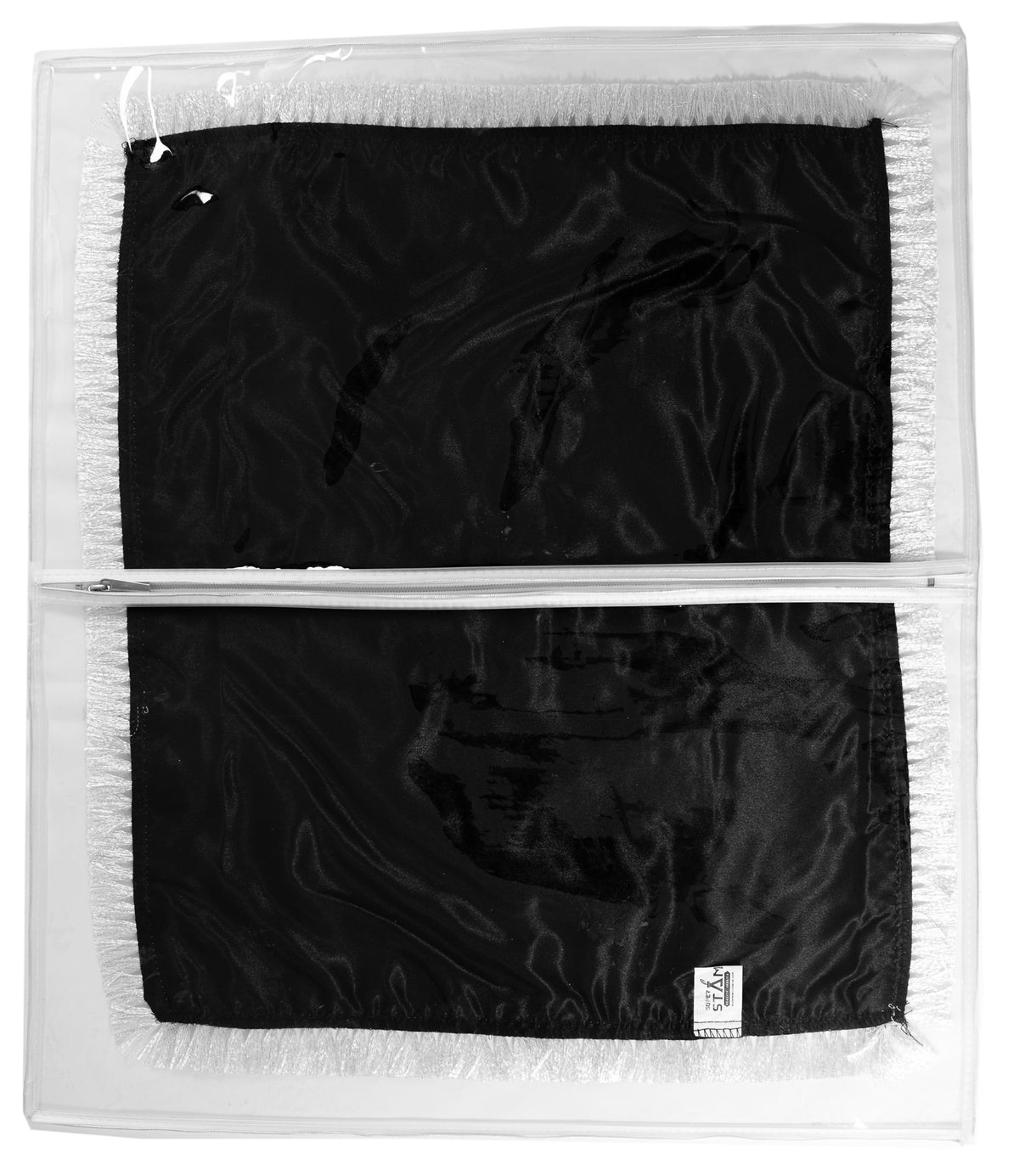 Satin Challah Cover with Silver Embroidery pvs Plastic Cover for Protection Included Silver Fringes 22X19 inches