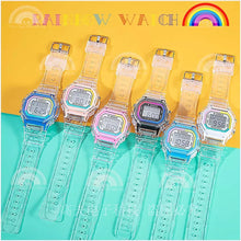 Load image into Gallery viewer, candy colorful rainbow Classic Quartz Plastic Strap,  Watch Water Resist Stop Digita Sport Watch
