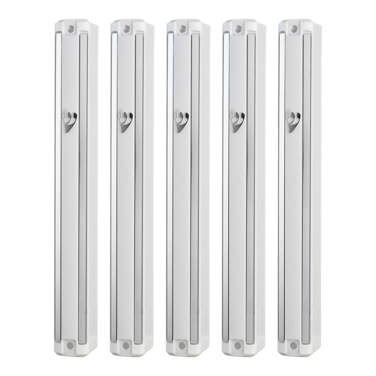 Plastic MEZUZAH CASE WHITE With Mirror Design Rubber Cork Waterproof Rubber Cork Sold in unit of 5 pcs