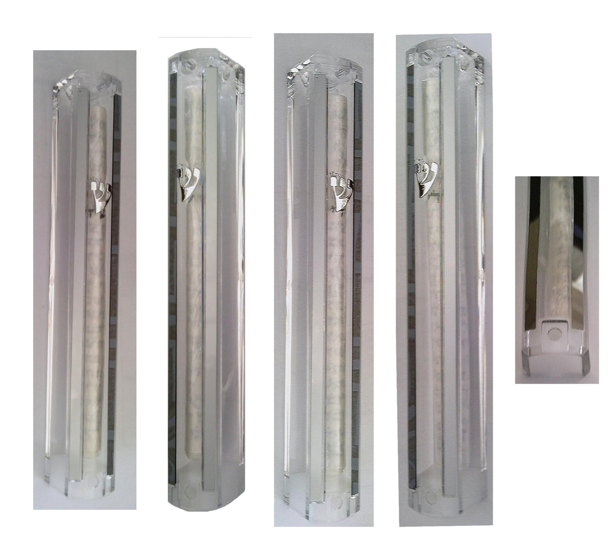 MEZUZAH CASE CLEAR Plastic with Mirror Design Rubber Cork Waterproof Rubber Cork Sold in unit of 5 pcs