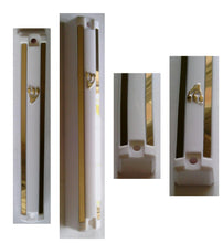 Load image into Gallery viewer, Plastic MEZUZAH CASE WHITE With Mirror Design Rubber Cork Waterproof Rubber Cork Sold in unit of 5 pcs