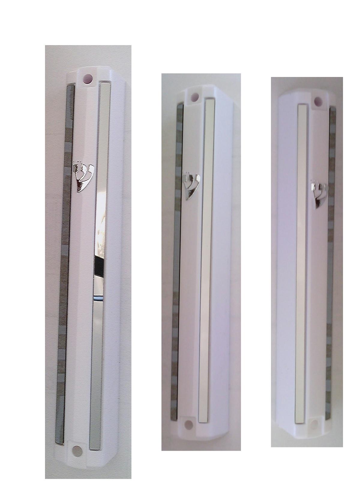 Plastic MEZUZAH CASE WHITE With Mirror Design Rubber Cork Waterproof Rubber Cork Sold in unit of 5 pcs