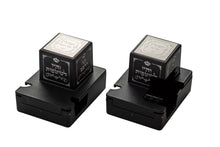 Load image into Gallery viewer, SUPER STAM Plastic Tefillin Boxes Case BLACK AND SILVER FOR רש''י RASHI  with SILVER Metal Plate on top set of 2 shel rosh and Shel Yad For Righty being sold in unit of 12 sets