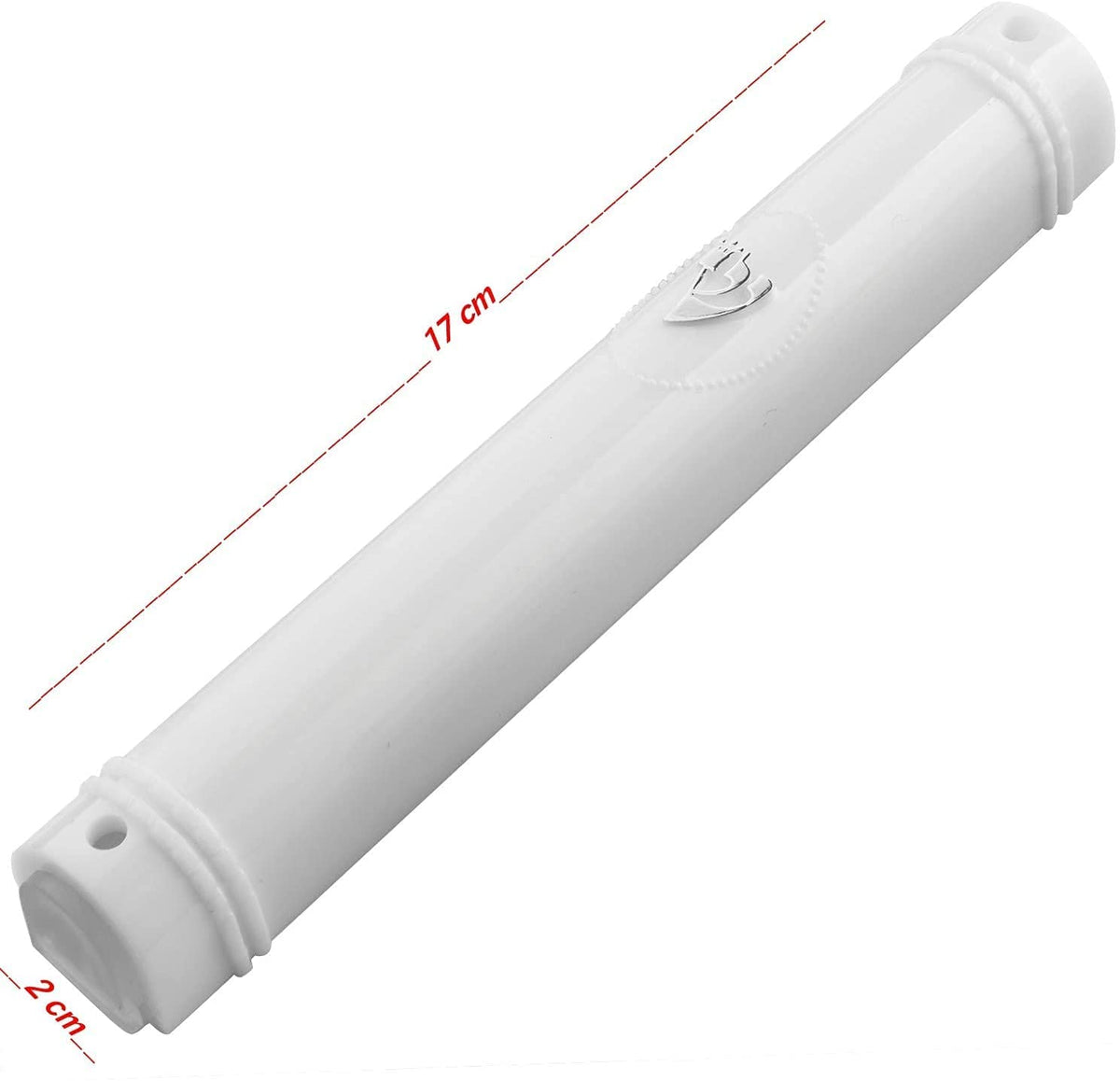 PLASTIC MEZUZAH CASE WHITE Semiround silver shin self Stick Waterproof Rubber Cork Sold in unit of 5 pcs