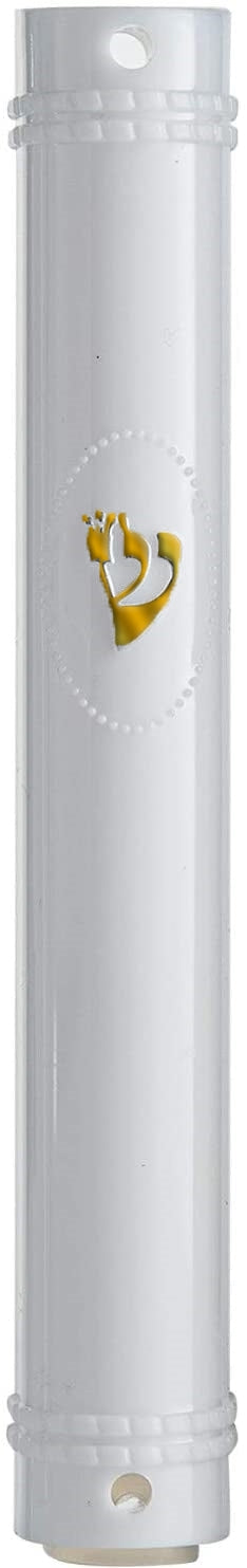 PLASTIC MEZUZAH CASE WHITE Semiround Gold Shin self Stick Waterproof Rubber Cork