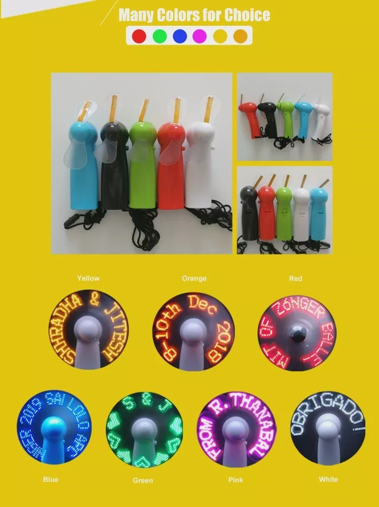 Flashing Logo USB LED Programmable LED Message Handheld promotional fan