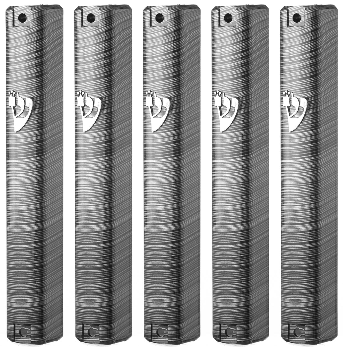 Plastic MEZUZAH CASE Rectangle Shape Black and Silver Lines Silver shin .Waterproof