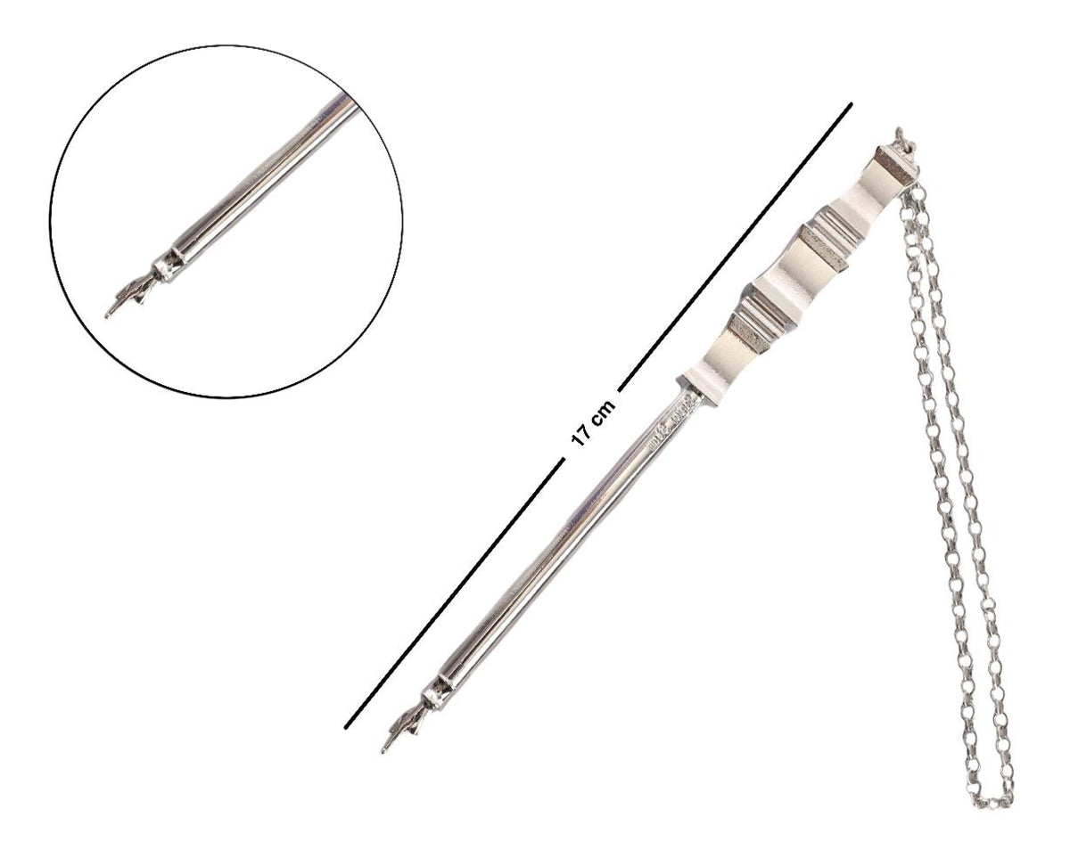 Torah Book Pointer Yad Hand Pointer ..Silver Finish Great bar bat Mitzvah Gift with a 20cm Bead Charm in Metal Gift Box