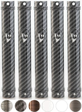 Load image into Gallery viewer, Plastic MEZUZAH CASE  Semiround Carbon Fiber (Black - Silver) Silver shin Waterproof Rubber Cork Sold in unit of  5 pcs.