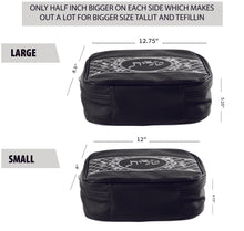 Load image into Gallery viewer, SUPER STAM Tallit and Tefillin Faux Leather Prayer Travel  Tote Bag Rain Proof Carry Handle And shoulder strap Black Embroidery