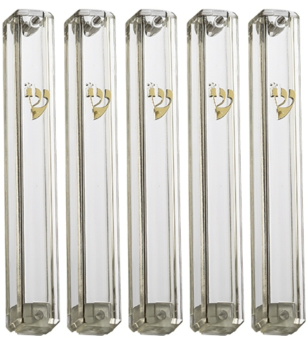 PLASTIC MEZUZAH CASE Rectangle Shape CLEAR GOLD shin waterproof Sold in unit of 5 pcs