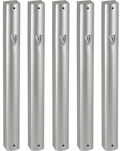 MEZUZAH CASE ALUMINUM 15 CM, MATT, WITH HOLES AND METAL SHIN Sold in unit of 5 pcs.