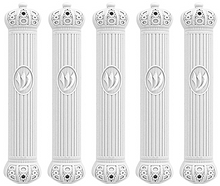 Load image into Gallery viewer, Plastic Mezuzah case With Rubber Seal White With Crown Motif Sold in unit of5 pcs.