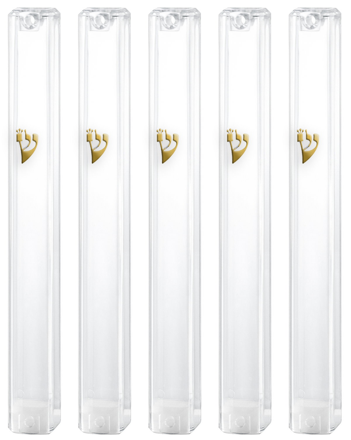 PLASTIC MEZUZAH CASE Rectangle Shape CLEAR GOLD shin waterproof Sold in unit of 5 pcs