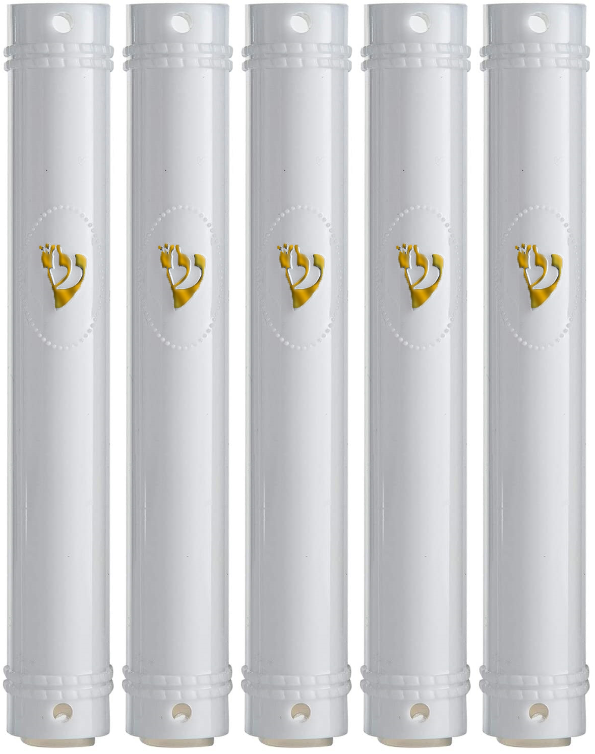 PLASTIC MEZUZAH CASE WHITE Semiround Gold Shin self Stick Waterproof Rubber Cork