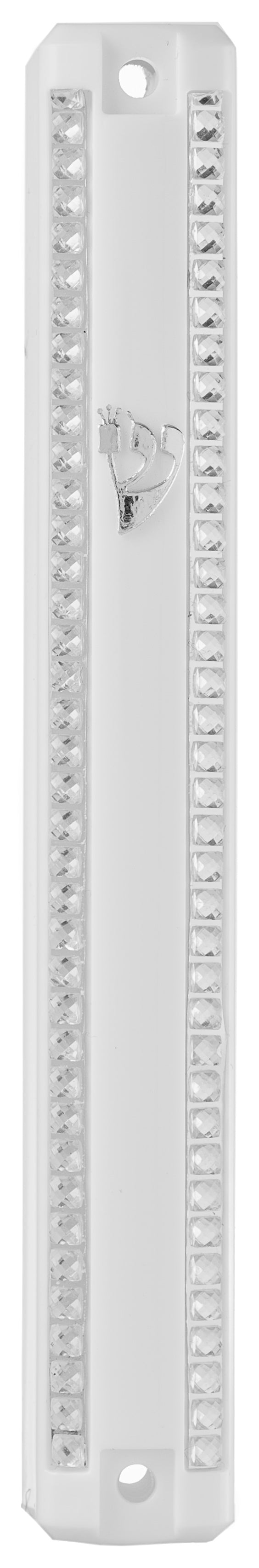Plastic MEZUZAH CASE CLEAR with Stones Silver shin Waterproof Rubber Cork