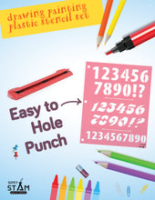 Load image into Gallery viewer, Plastic tracing Stencils Set for Children Alphabet and Number Drawing Painting Pretty Great Fonts for Yearbook (8x10 inches) 15 Pack (ABC Alphabet and Number) minimum order amount of 12 sets

