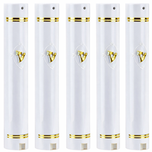 Load image into Gallery viewer, Plastic Mezuzah Case Holder – Semiround Design clear with gold Accent – Self-Stick Adhesive Back – Waterproof Rubber Cork – 5 Pack
