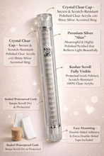 Load image into Gallery viewer, PLASTIC MEZUZAH CASE White Silver shin Semiround with little design self Stick Waterproof Rubber Cork
