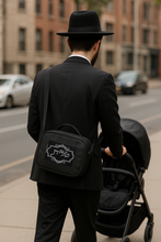 Load image into Gallery viewer, SUPER STAM Tallit and Tefillin Travel Soft carbon lined Rain Proof Tote Bag טלית ותפילין Carry Handle And shoulder strap 12x8x4.8 inches silver emroidered
