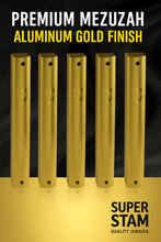 Load image into Gallery viewer, Aluminum MEZUZAH CASE  Gold with Glossy Modern Shin Self Stick Waterproof Rubber Cork  Sold in unit of 5 pcs
