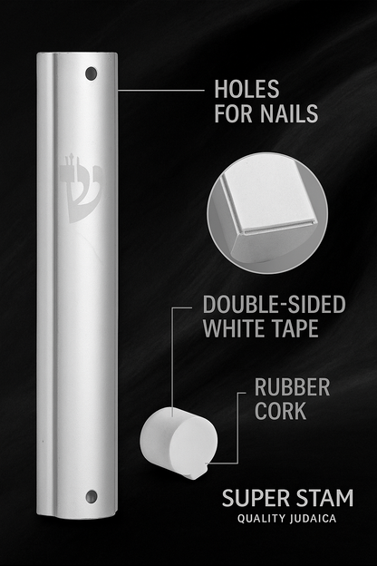 Aluminum MEZUZAH CASE Silver  Waterproof Rubber Cork Silver shin Sold in unit of 5 pcs